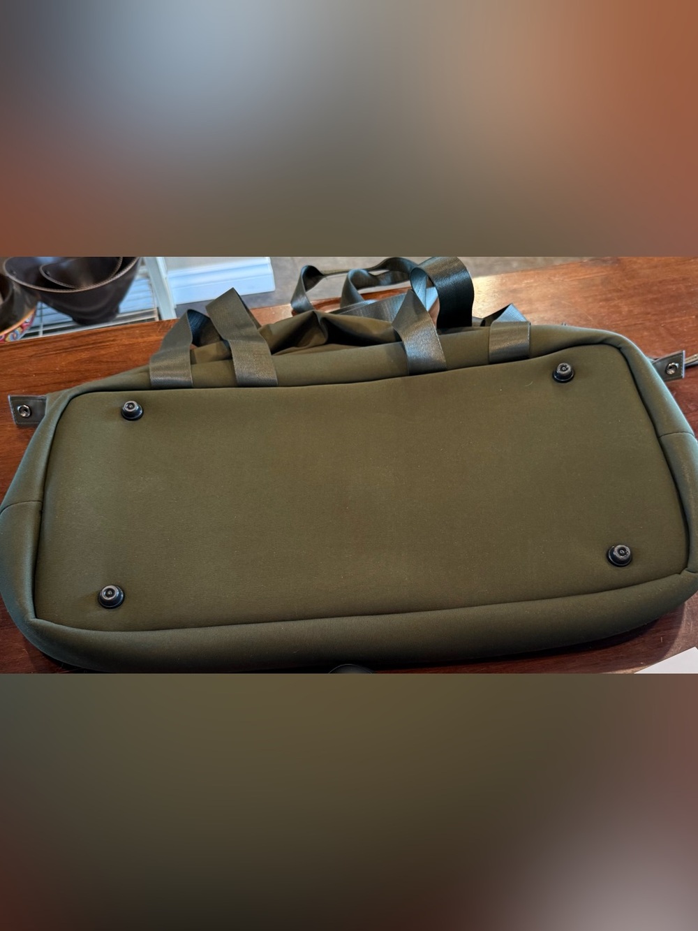 Joan & David Olive Green Nylon Utility Weekender Tote Travel Gym Bag - Picture 4 of 12
